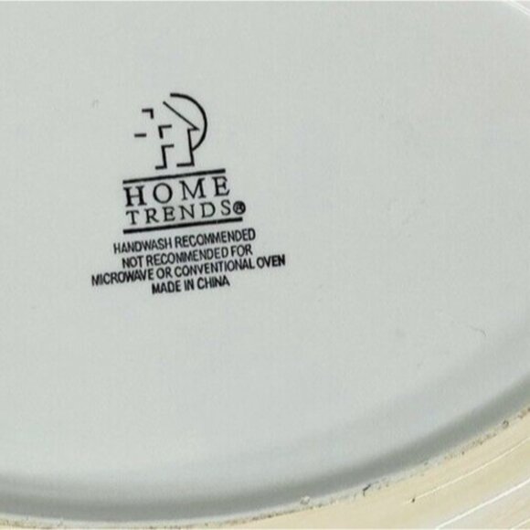 Home Trends HIBISCUS Bamboo Edge Ferns Floral Red Oval Ceramic Serving Platter - Picture 7 of 9